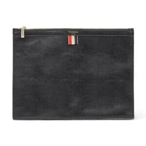 Thom Browne RWB Stripe Zip-Up Pouch - Leather - Black $650